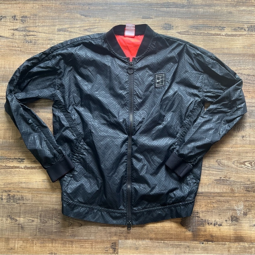 Nike Jacket Womens Black Tennis Mesh Bomber Court Active Lightweight Zip Small